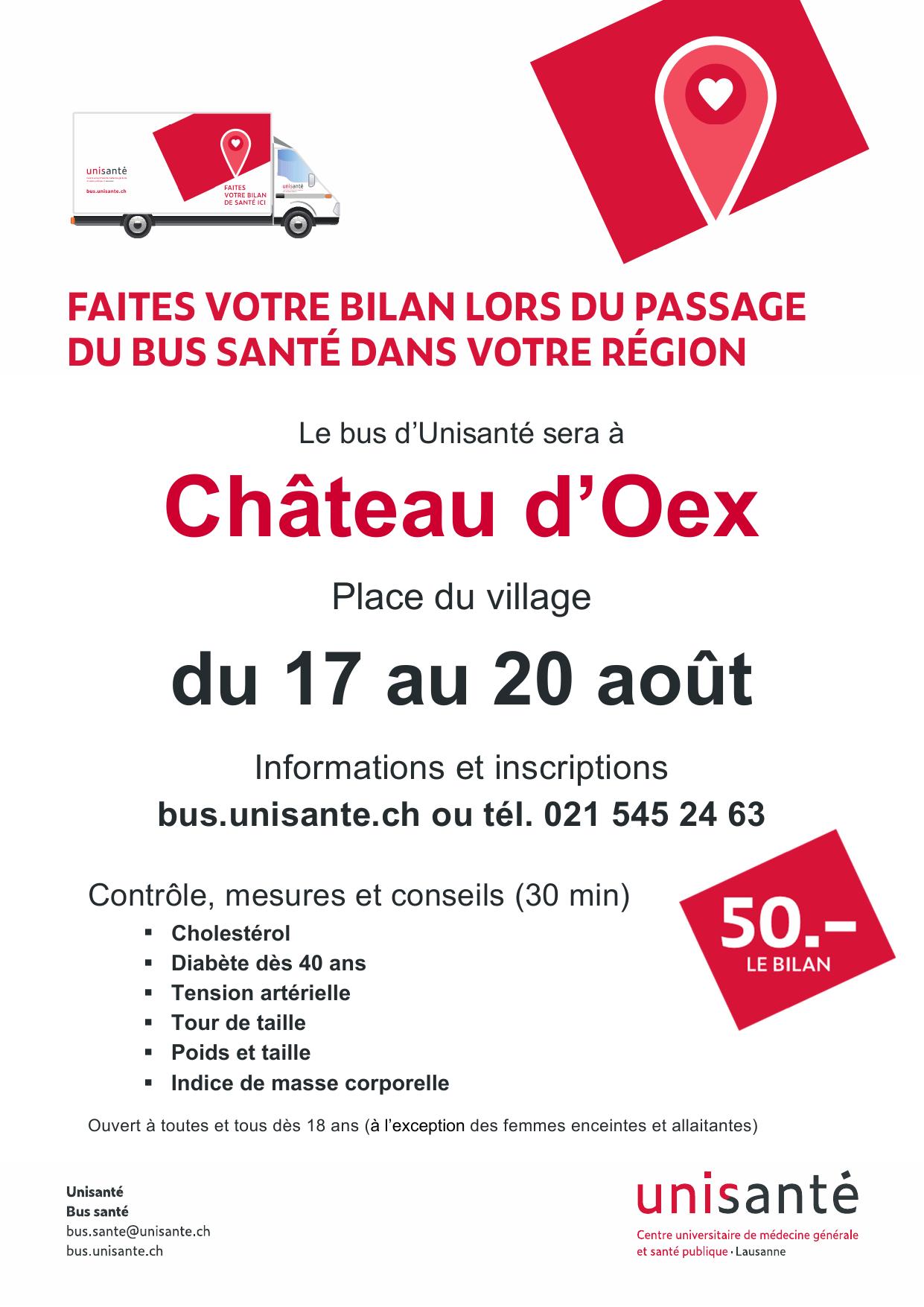 Affiche officielle de Bus Santé à Château-d’Œx
