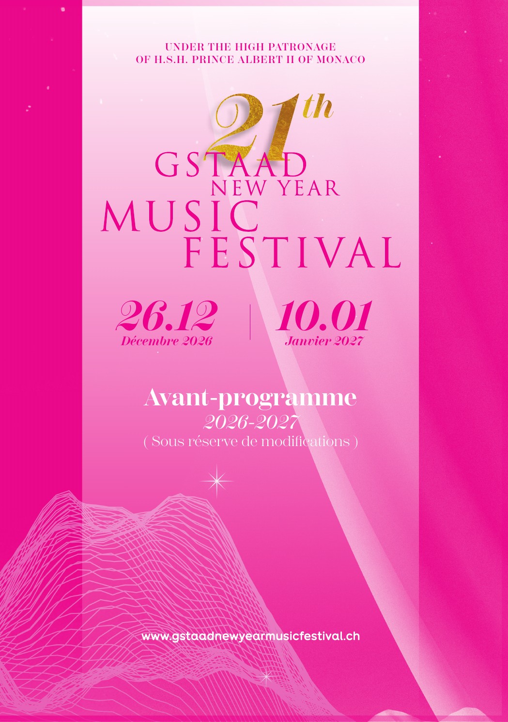 Affiche de Gstaad New Year Music Festival 2026–2027 au Pays-d’Enhaut